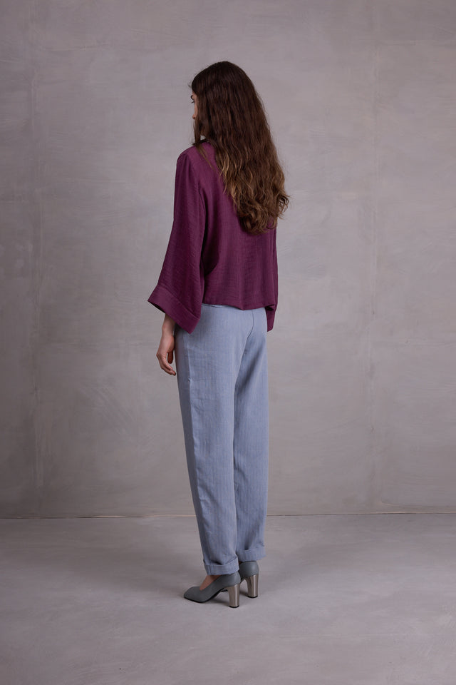 Nathalie Vleeschouwer Fannie Broek In Dusk Blue Herringbone