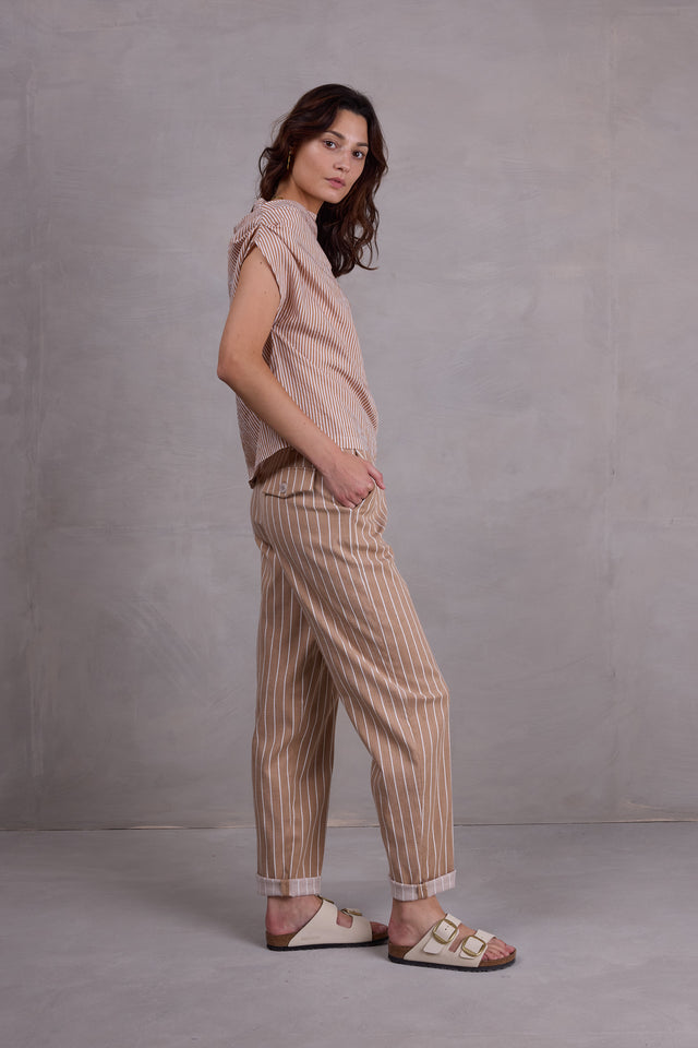 Nathalie Vleeschouwer Fannie Broek In Mokka Stripes