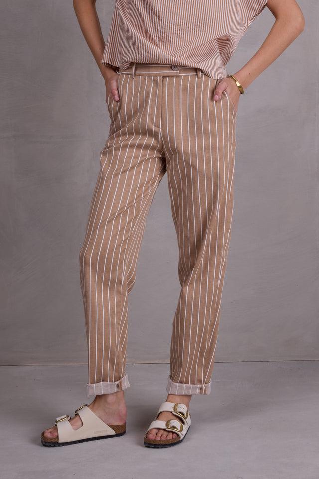 nathalie vleeschouwer Fannie broek in mokka stripes