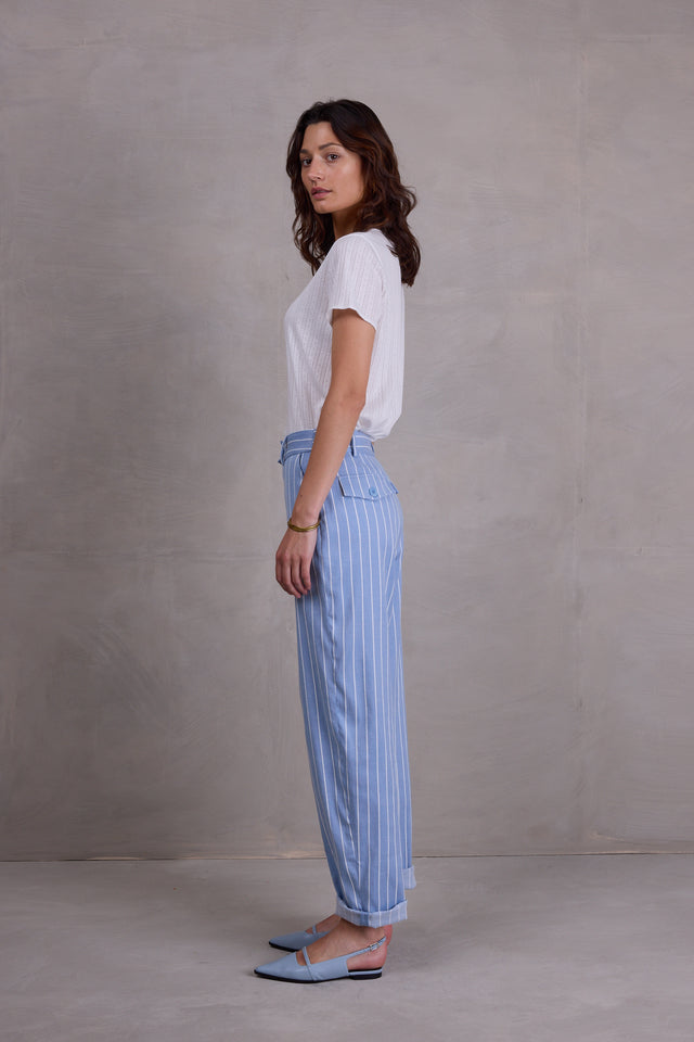 Nathalie Vleeschouwer Fannie Broek In Powder Blue Stripes