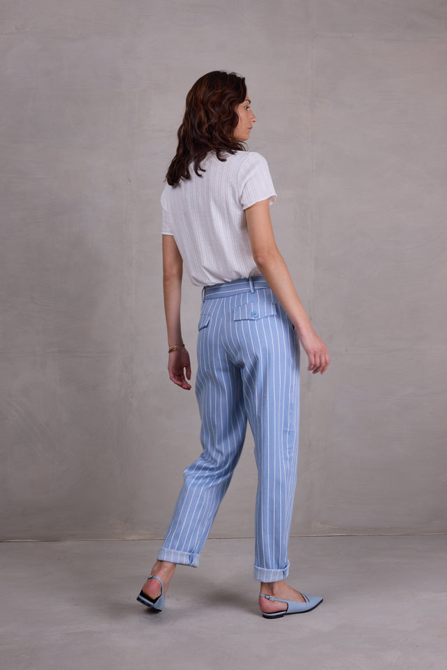 Nathalie Vleeschouwer Fannie Broek In Powder Blue Stripes