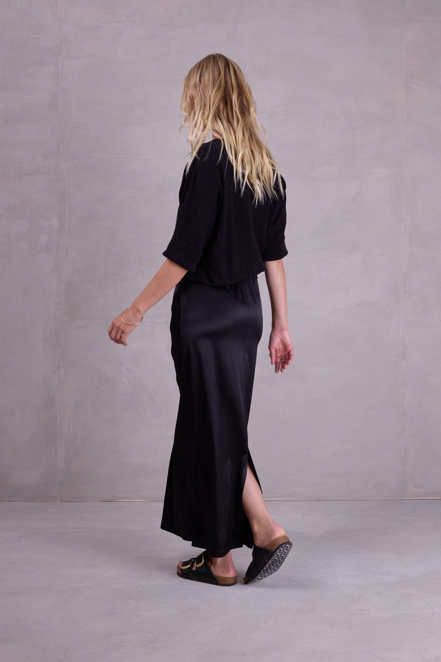 Nathalie Vleeschouwer Fazil Rok In Black Satin Stretch