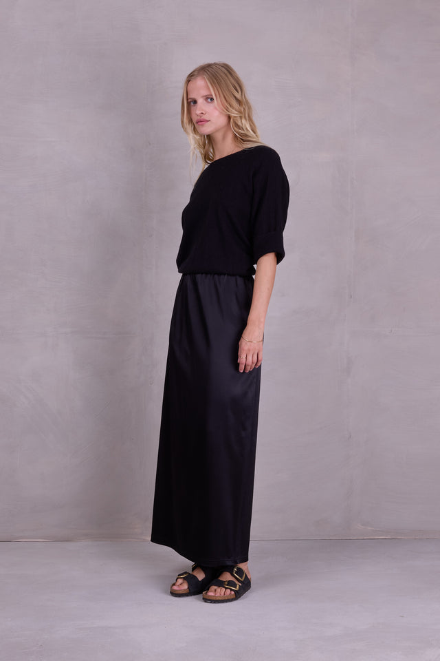 Nathalie Vleeschouwer Fazil Rok In Black Satin Stretch