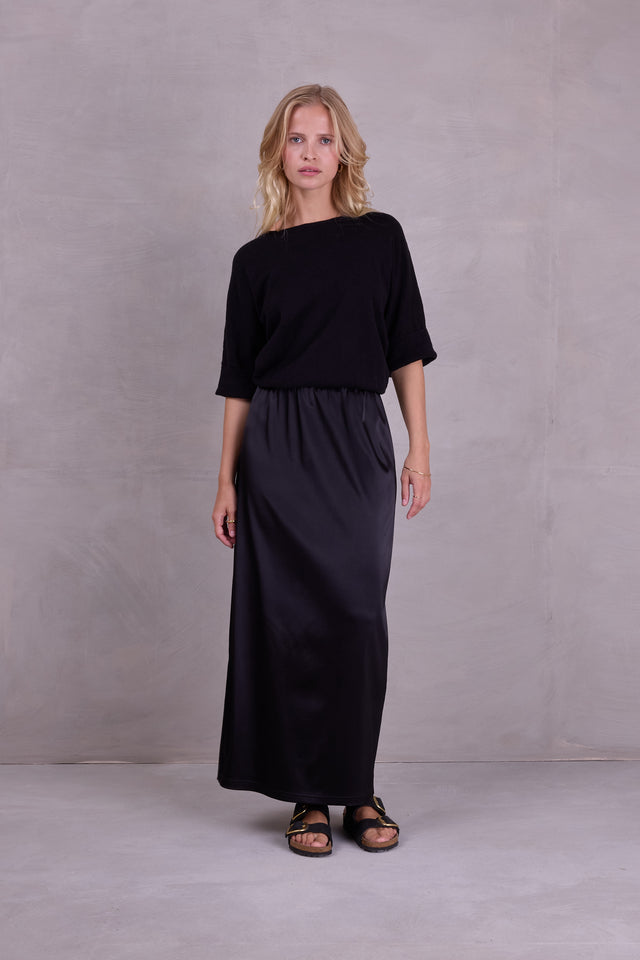 Nathalie Vleeschouwer Fazil Rok In Black Satin Stretch