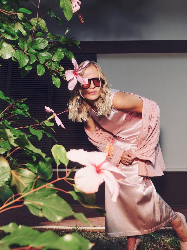 nathalie vleeschouwer Fazil rok in blush satin stretch