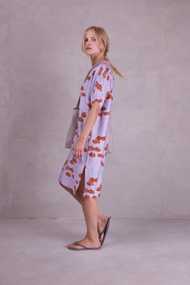 Nathalie Vleeschouwer Femme Jurk In Red Akebia Flowers