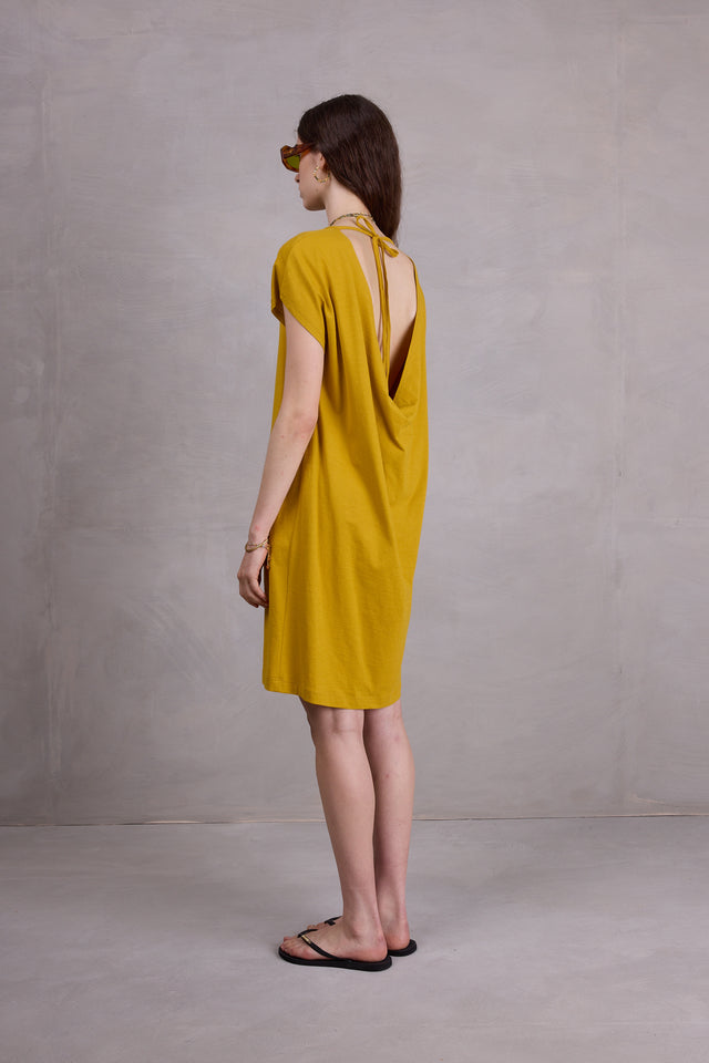 Nathalie Vleeschouwer Fenise Curry Jurk Met Open Rug