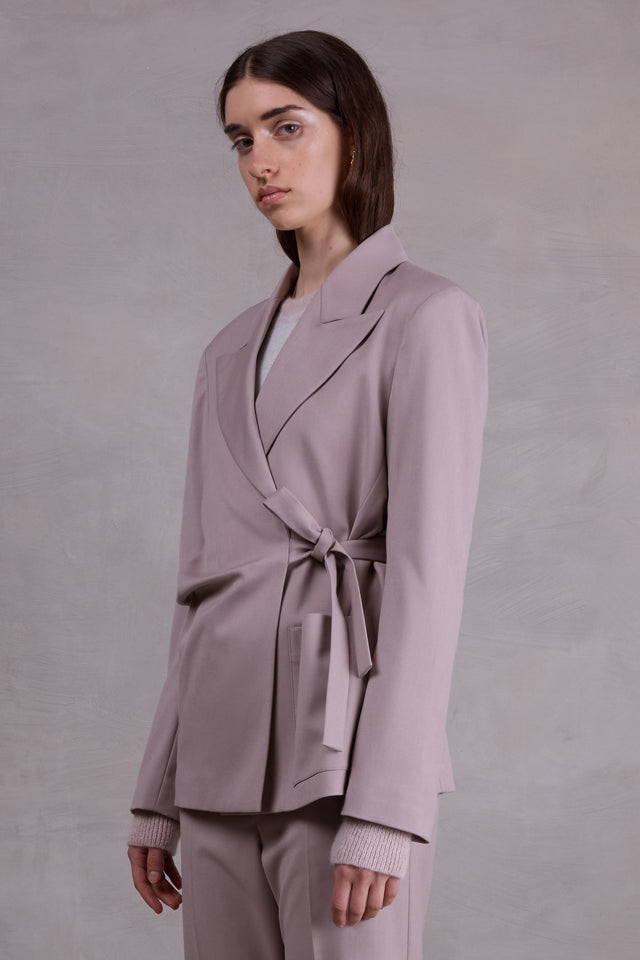 nathalie vleeschouwer Fernando taupe geknoopte blazer