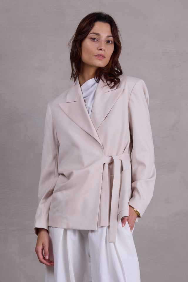 nathalie vleeschouwer Fernando vanille geknoopte blazer