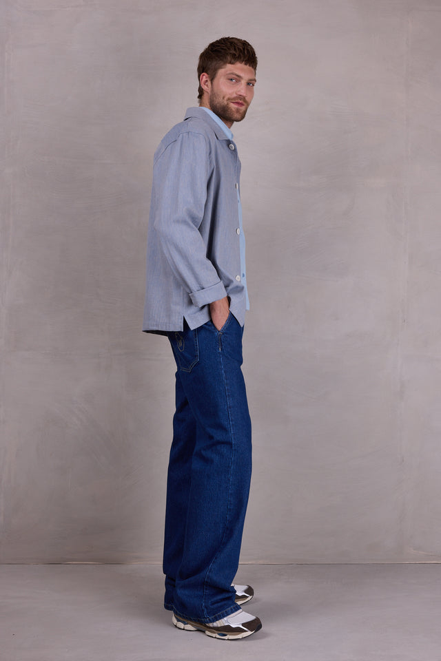 Nathalie Vleeschouwer Ferre Vest In Dusk Blue Herringbone