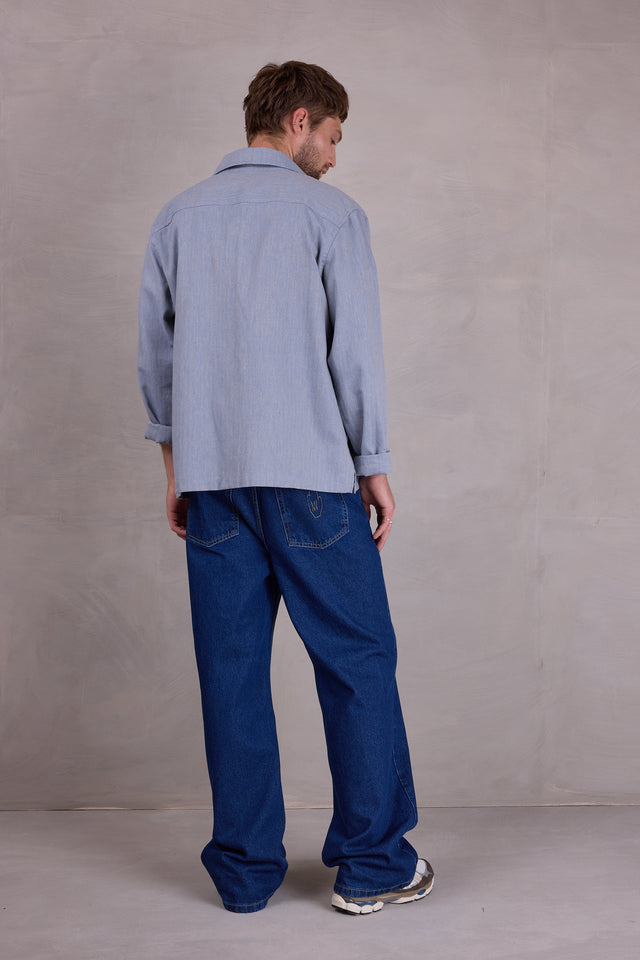 Nathalie Vleeschouwer Ferre Vest In Dusk Blue Herringbone