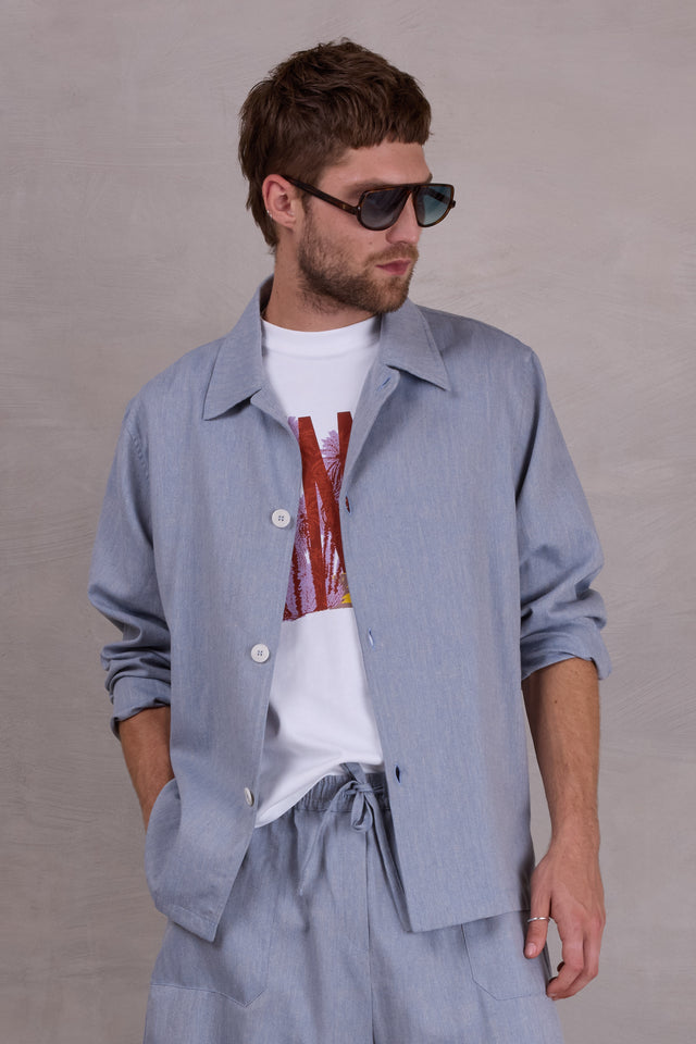 Nathalie Vleeschouwer Ferre Vest In Dusk Blue Herringbone