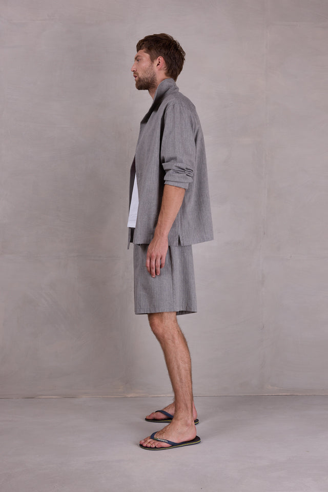 Nathalie Vleeschouwer Ferre Vest In Steel Grey Herringbone