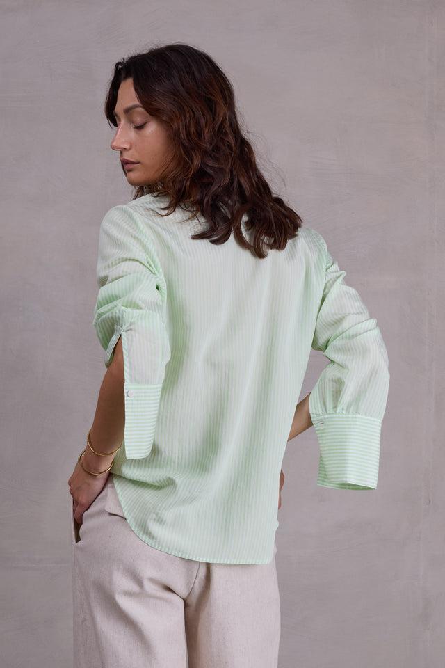 nathalie vleeschouwer Filou lichtgroen gesteept hemd