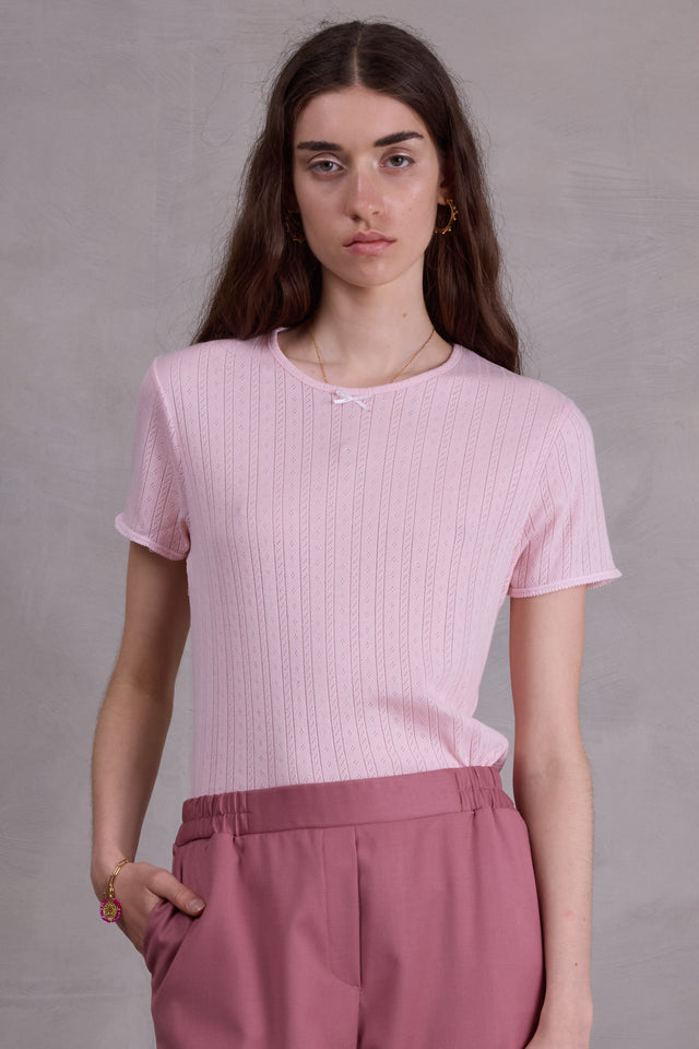 nathalie vleeschouwer Fiona roze pointelle jersey T-shirt