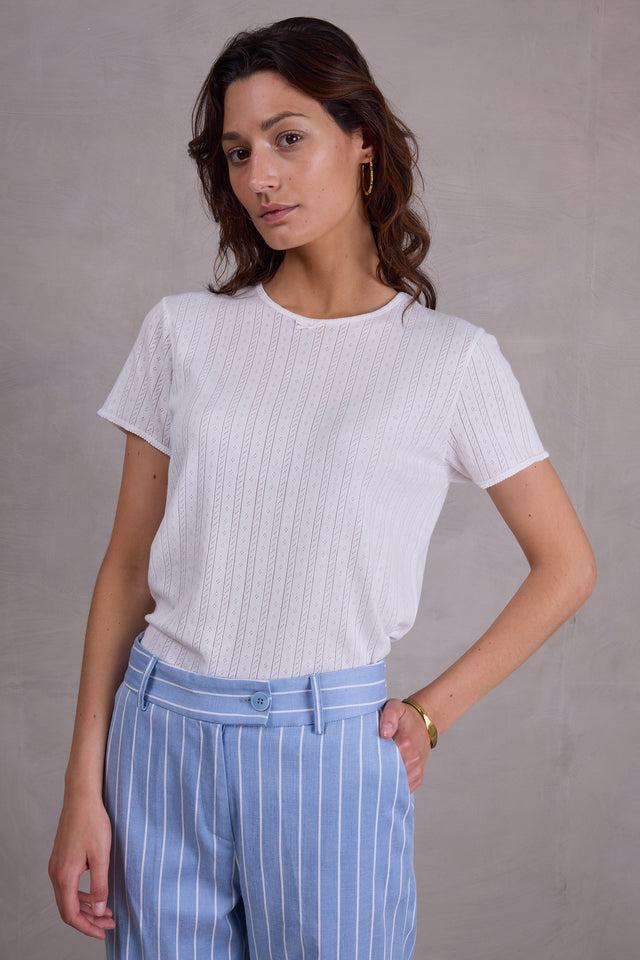 nathalie vleeschouwer Fiona wit pointelle jersey T-shirt