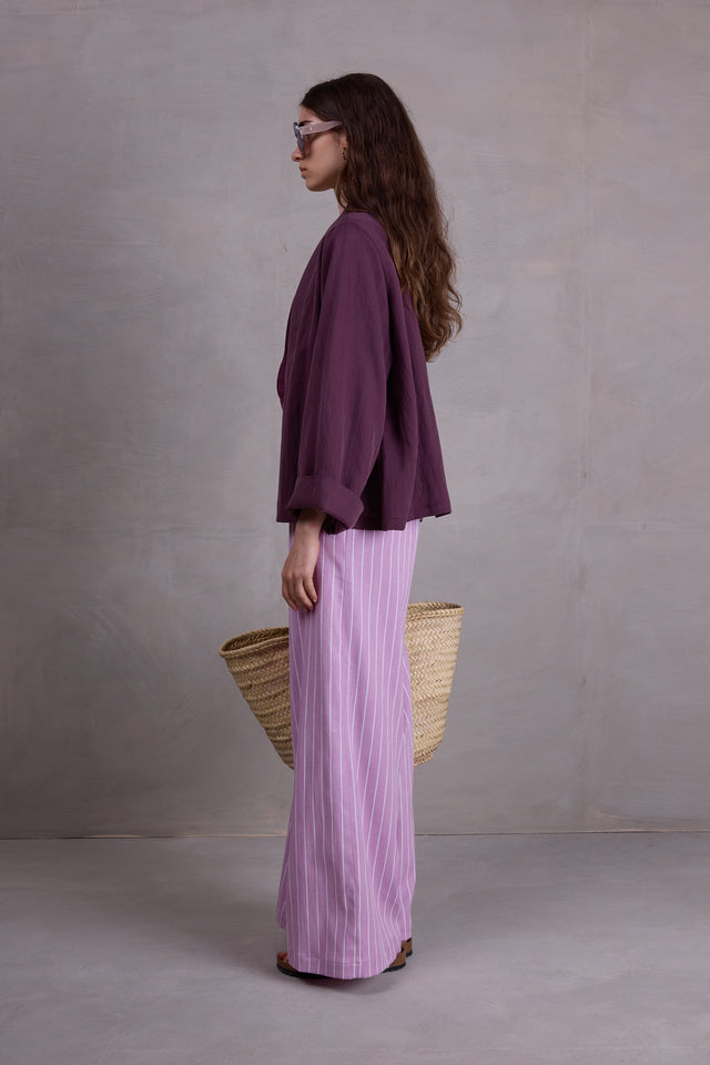 Nathalie Vleeschouwer Flenn Kimono In Aubergine Tencel