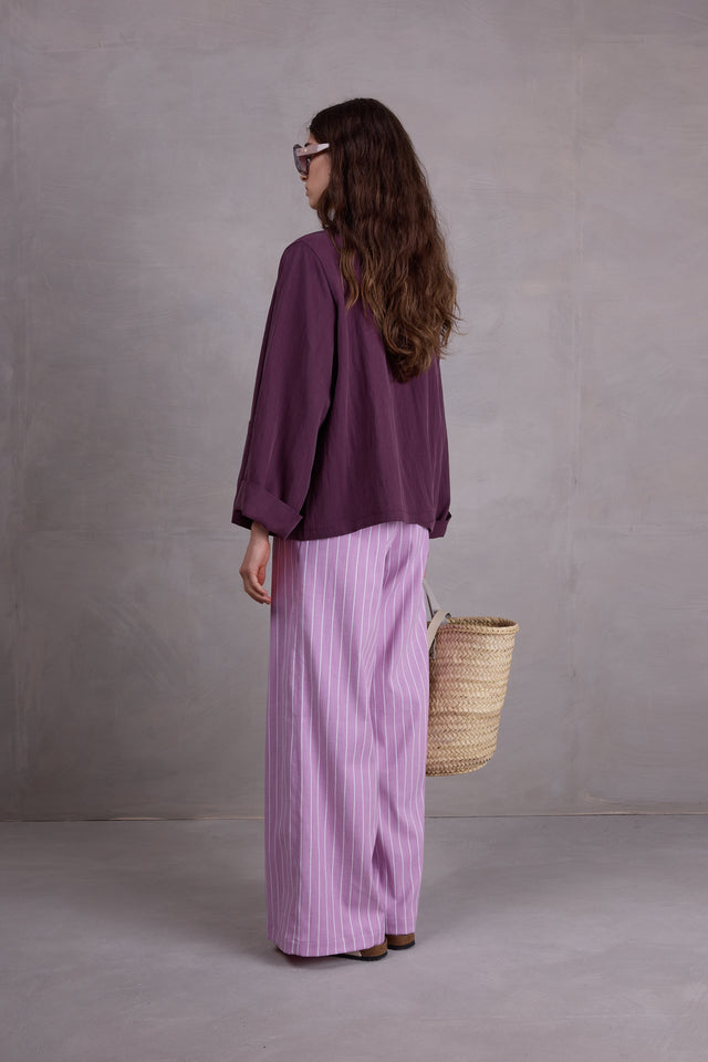 Nathalie Vleeschouwer Flenn Kimono In Aubergine Tencel