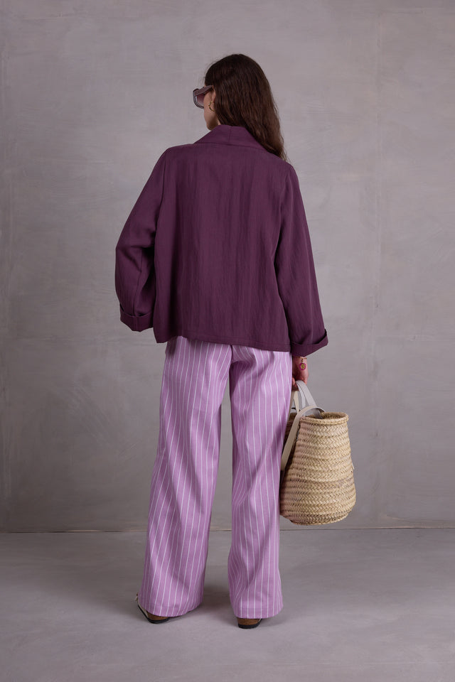 Nathalie Vleeschouwer Flenn Kimono In Aubergine Tencel