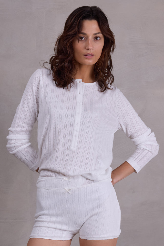 nathalie vleeschouwer Frouke wit pointelle jersey T-shirt