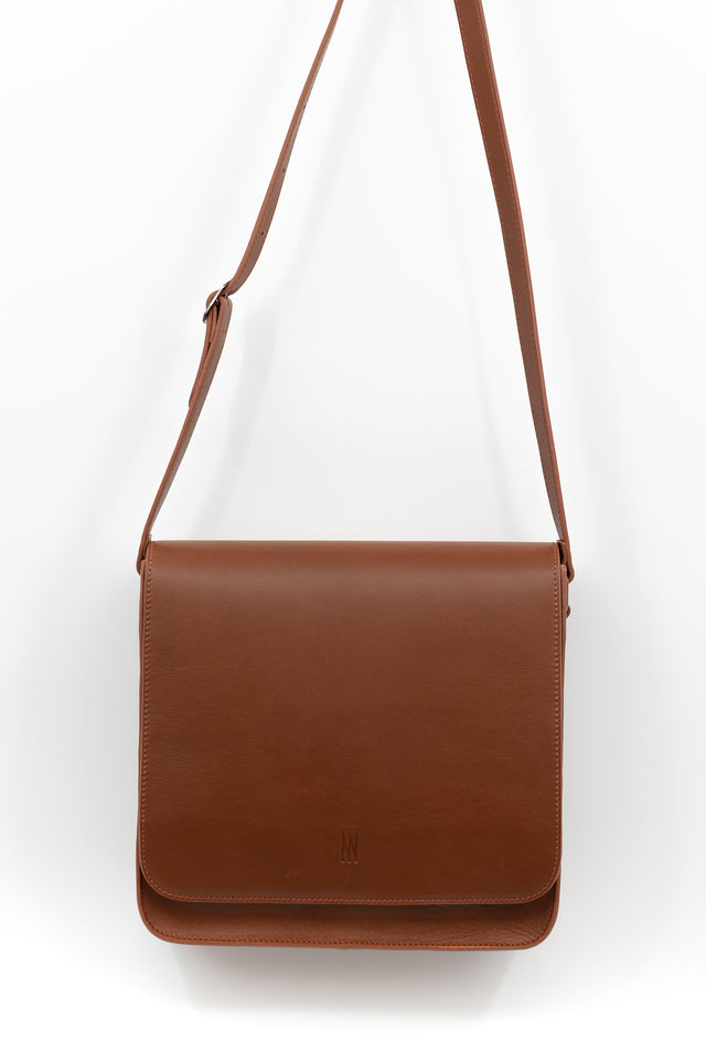 nathalie vleeschouwer Medium crossbody handtas in cognac nappaleer