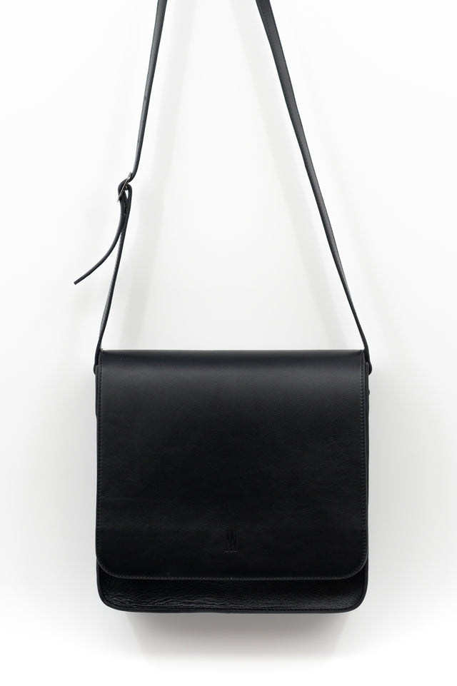 nathalie vleeschouwer Medium crossbody handtas in zwart nappaleer