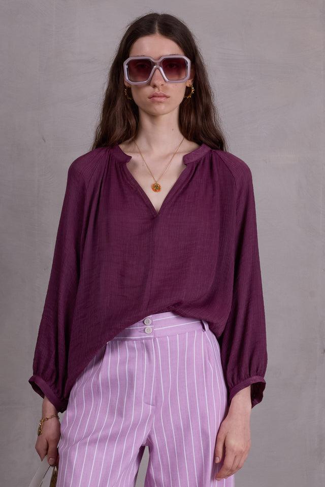 nathalie vleeschouwer Binte bordeaux plissé blouse