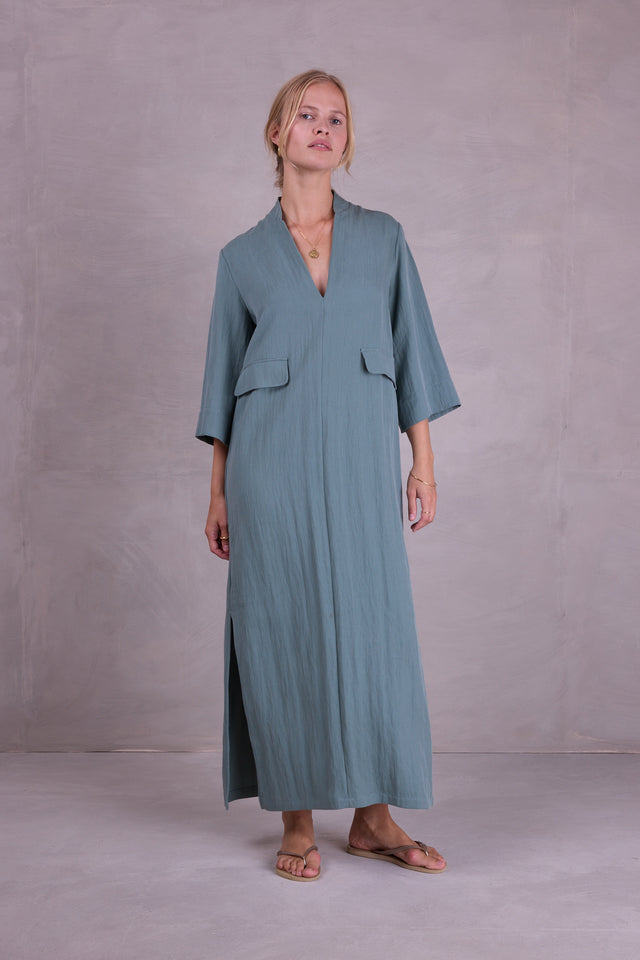 nathalie vleeschouwer Bonita jurk in salie Tencel