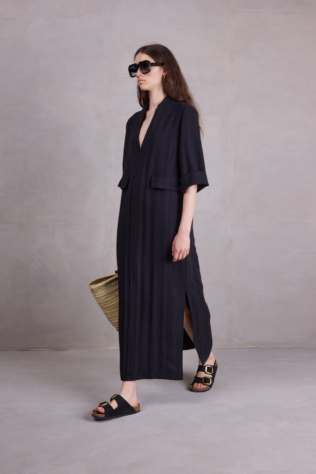 Nathalie Vleeschouwer Bonita Jurk In Zwarte Tencel