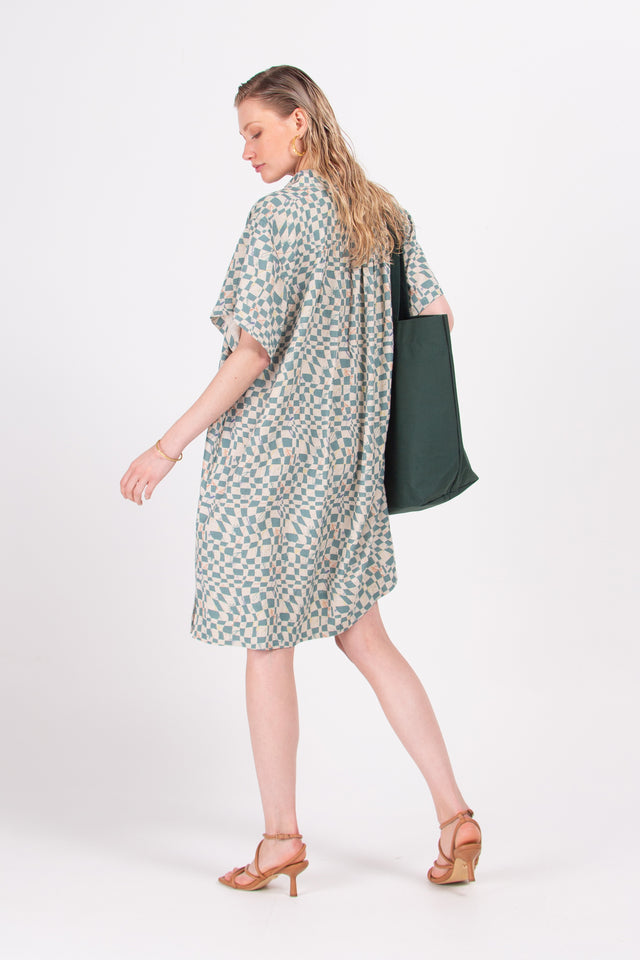 Nathalie Vleeschouwer Deger Jurk In Aqua Checks