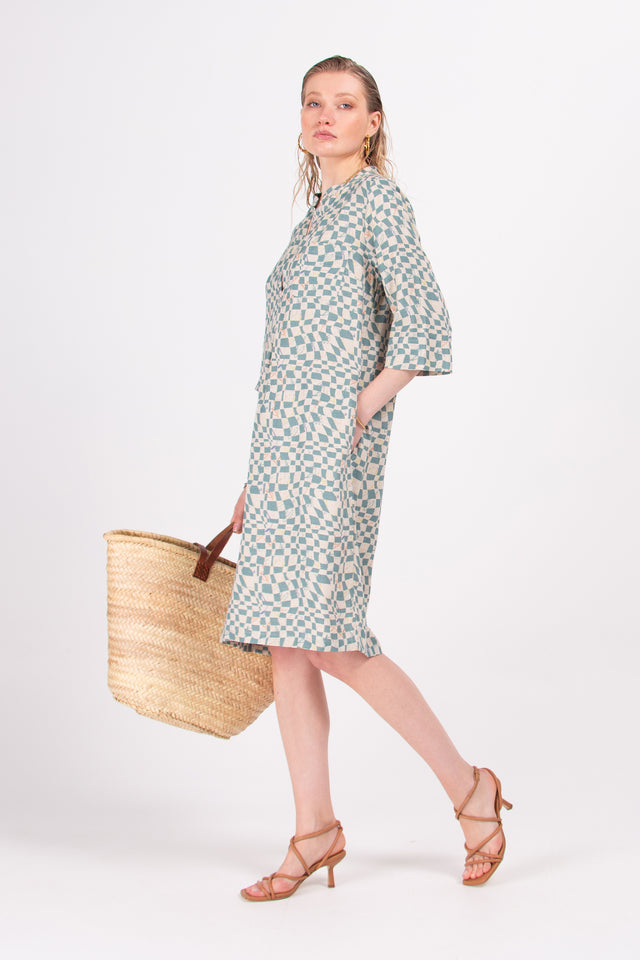 nathalie vleeschouwer Deger jurk in aqua checks