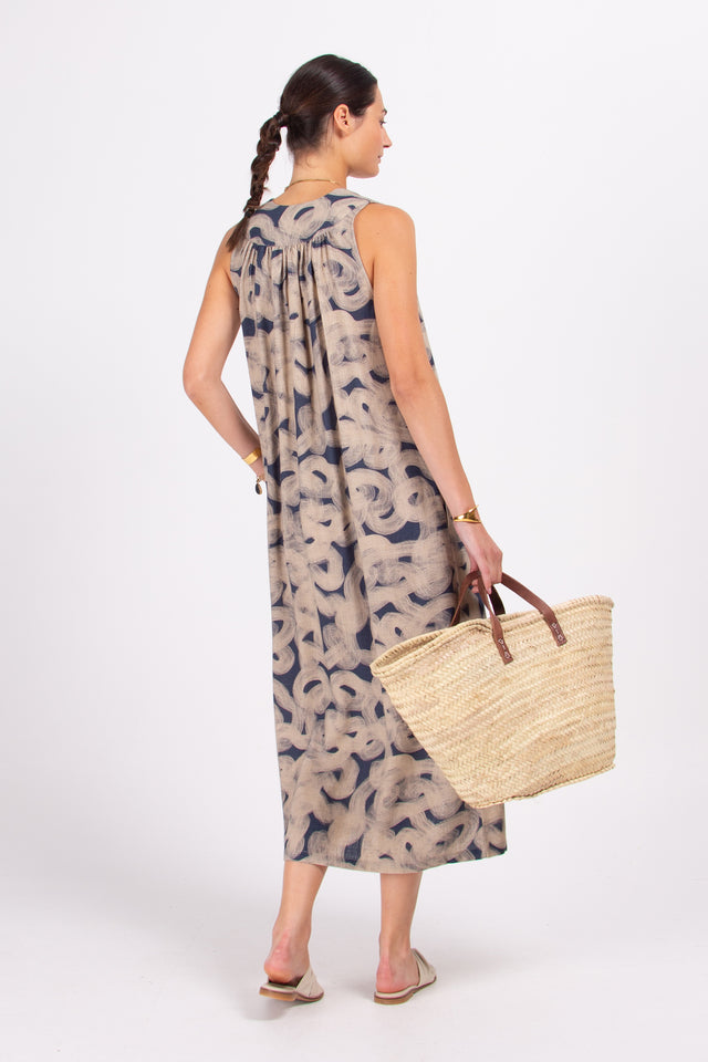 Nathalie Vleeschouwer Dina Jurk Met Blauwe Print