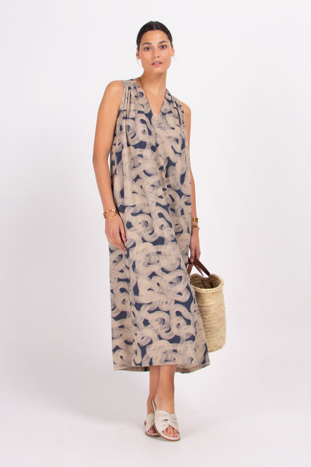 nathalie vleeschouwer Dina jurk met blauwe print