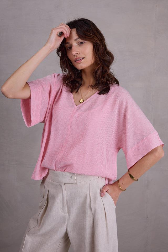 nathalie vleeschouwer Faro flamingo plissé blouse