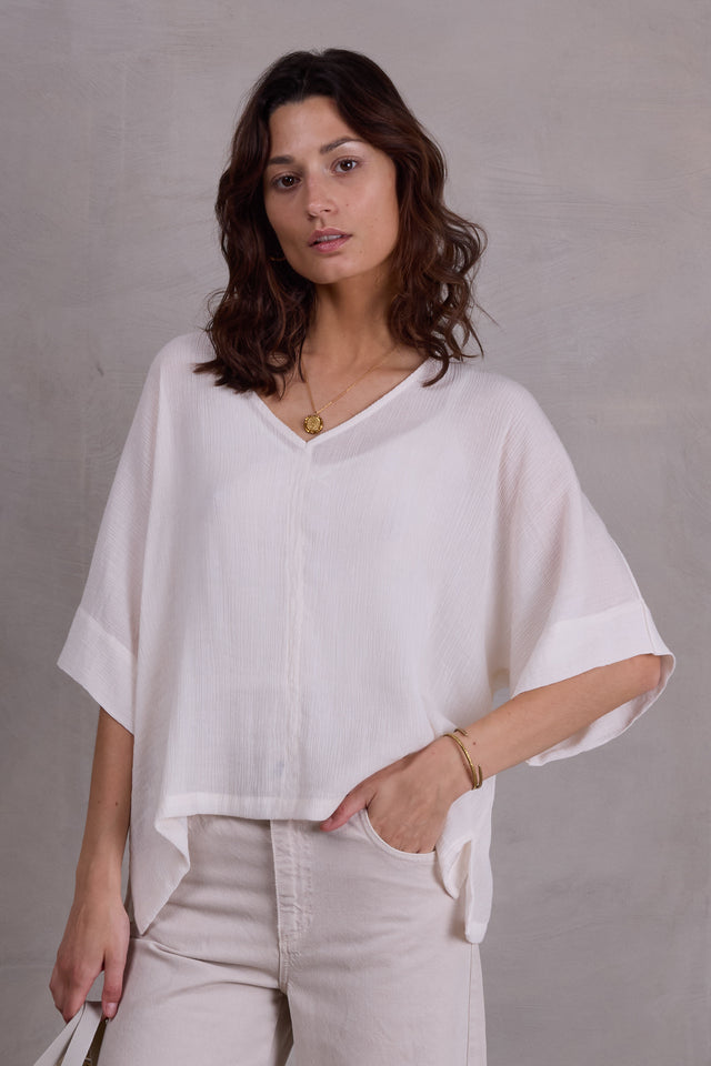 nathalie vleeschouwer Faro witte plissé blouse