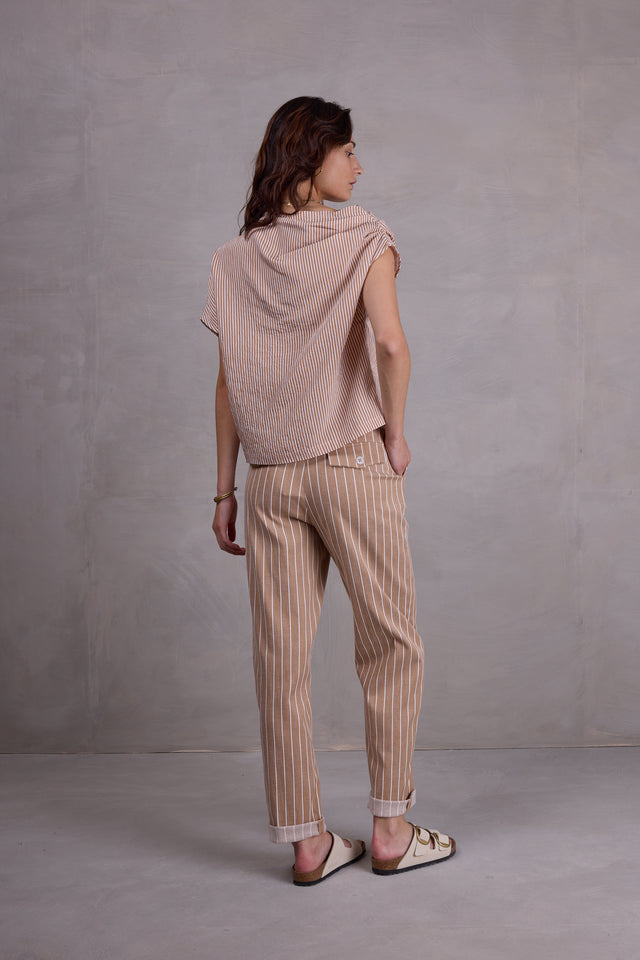 Nathalie Vleeschouwer Feline Bruin Gestreepte Top