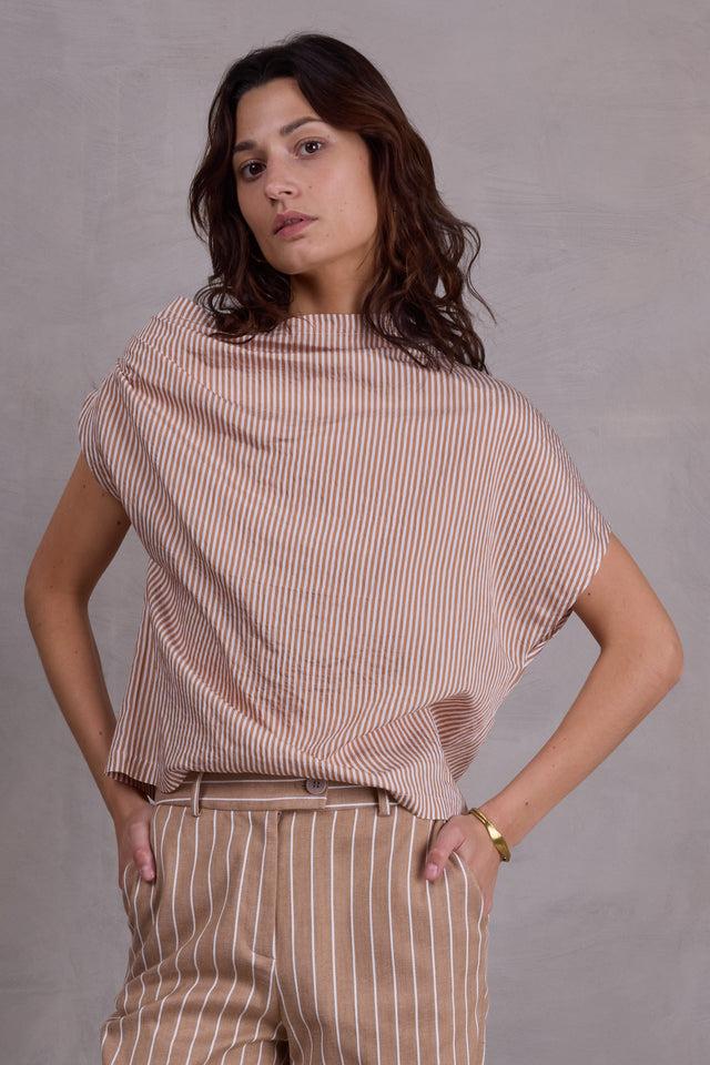 nathalie vleeschouwer Feline bruin gestreepte top