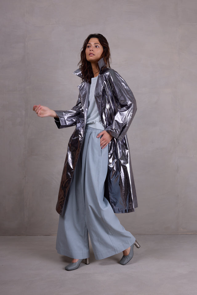 nathalie vleeschouwer Ferdi silver trench coat