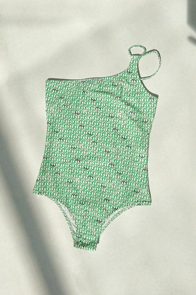 nathalie vleeschouwer Groen asymmetrisch badpak