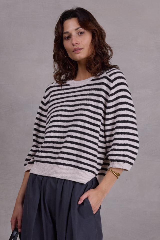 nathalie vleeschouwer Merselo ecru gestreepte trui