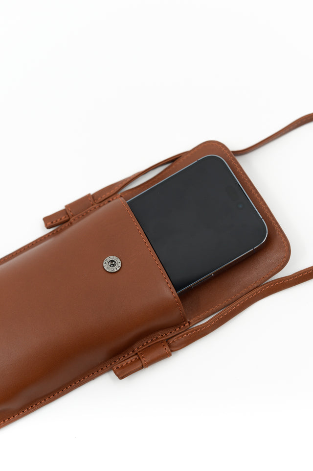 Nathalie Vleeschouwer Smartphone Bag In Cognac Nappaleer
