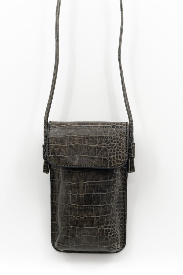 Nathalie Vleeschouwer Smartphone Bag In Croco Black Olive
