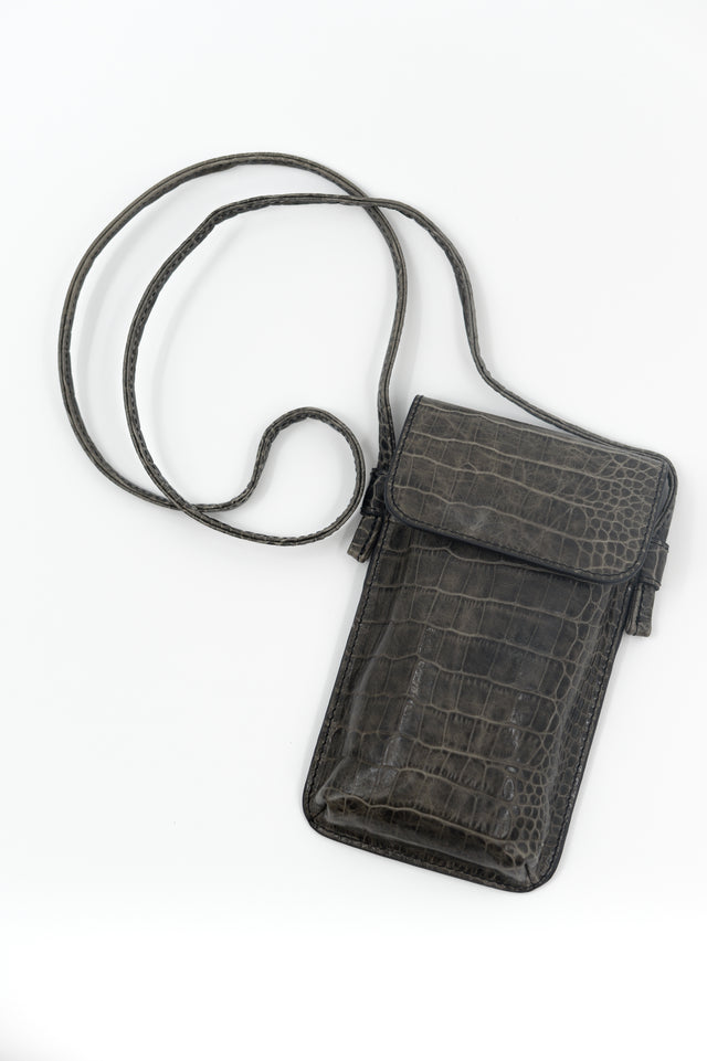 Nathalie Vleeschouwer Smartphone Bag In Croco Black Olive