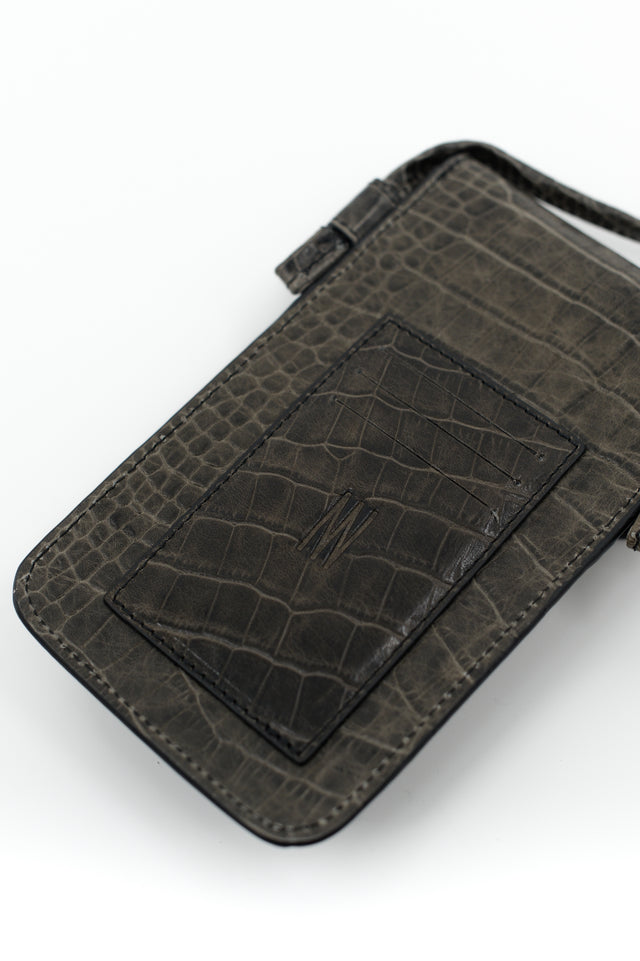 Nathalie Vleeschouwer Smartphone Bag In Croco Black Olive