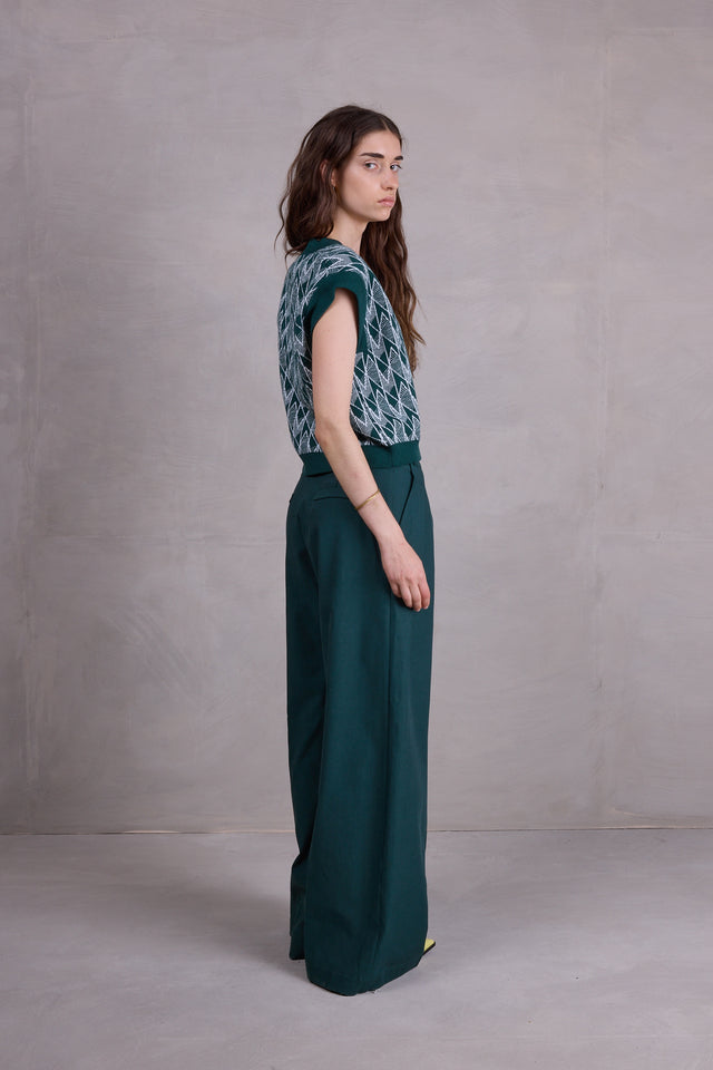 Nathalie Vleeschouwer Sonka Top In Evergreen / Ice Blue