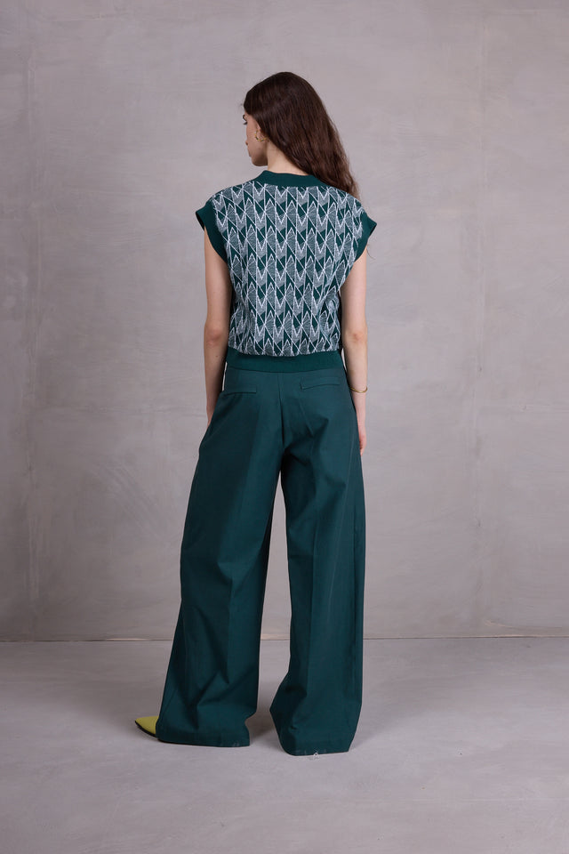 Nathalie Vleeschouwer Sonka Top In Evergreen / Ice Blue