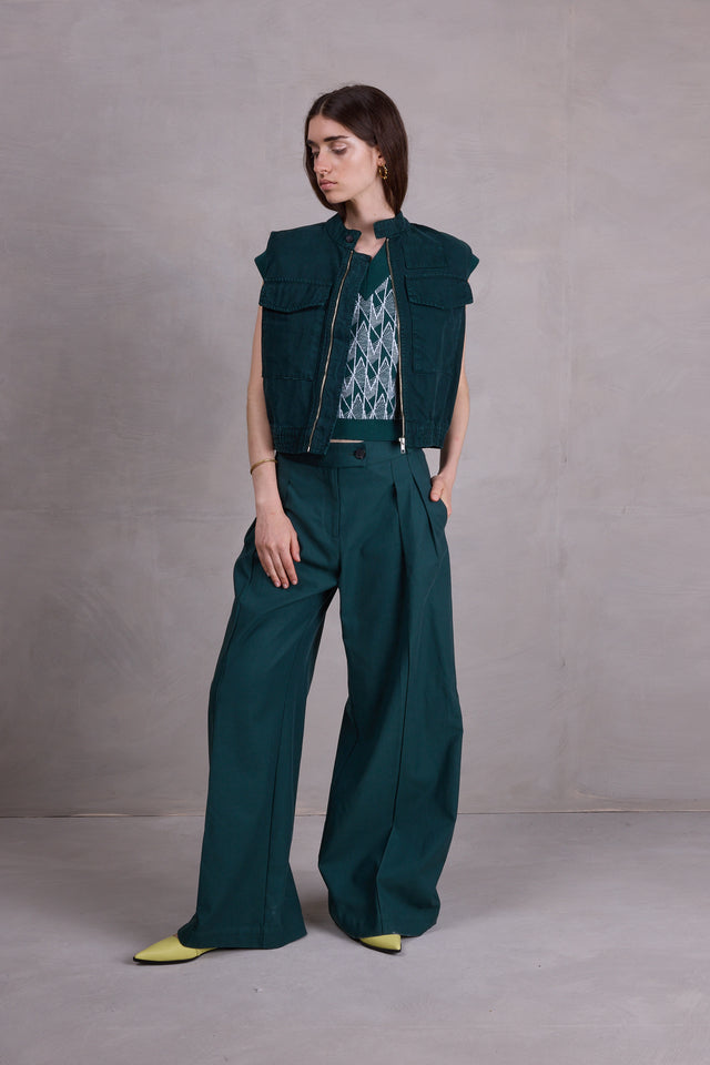 Nathalie Vleeschouwer Sonka Top In Evergreen / Ice Blue