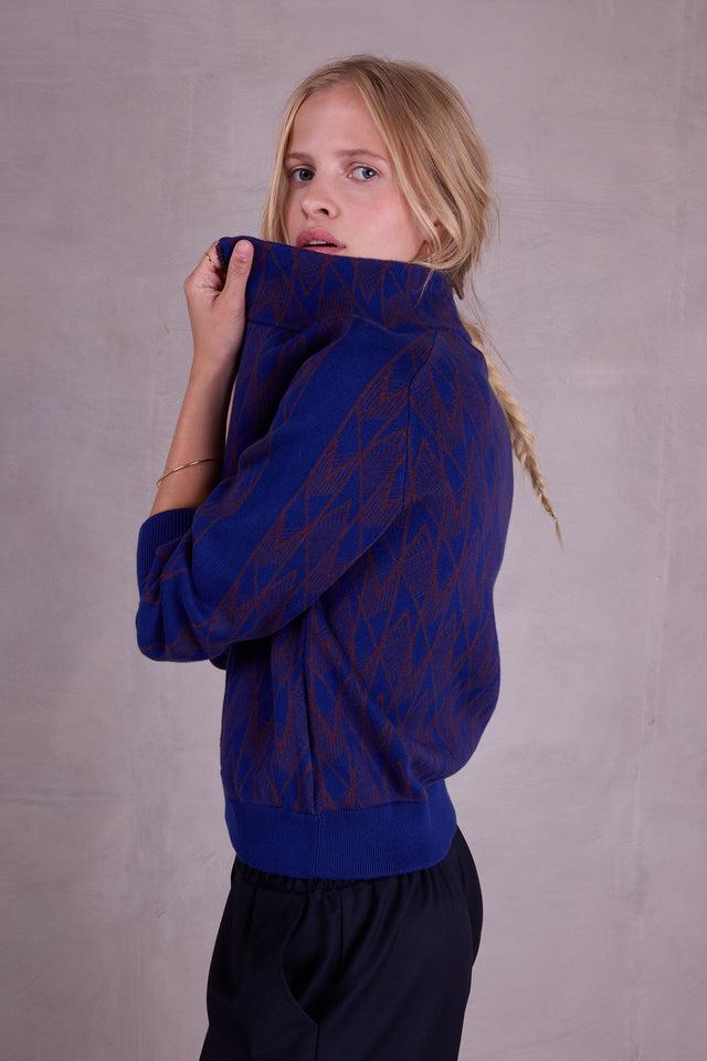 Nathalie Vleeschouwer Sparta Grafische Vest In Royal Blue En Fig