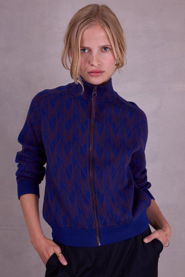 Nathalie Vleeschouwer Sparta Grafische Vest In Royal Blue En Fig