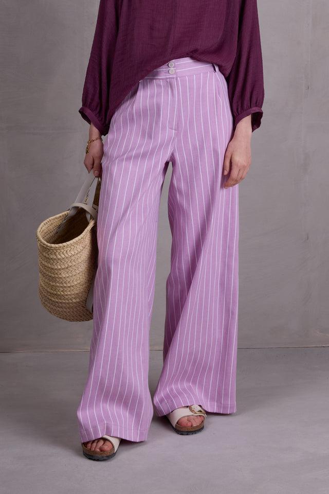 nathalie vleeschouwer Zoella broek in bright lilac stripes